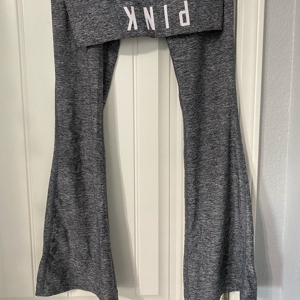 PINK white and black flare leggings